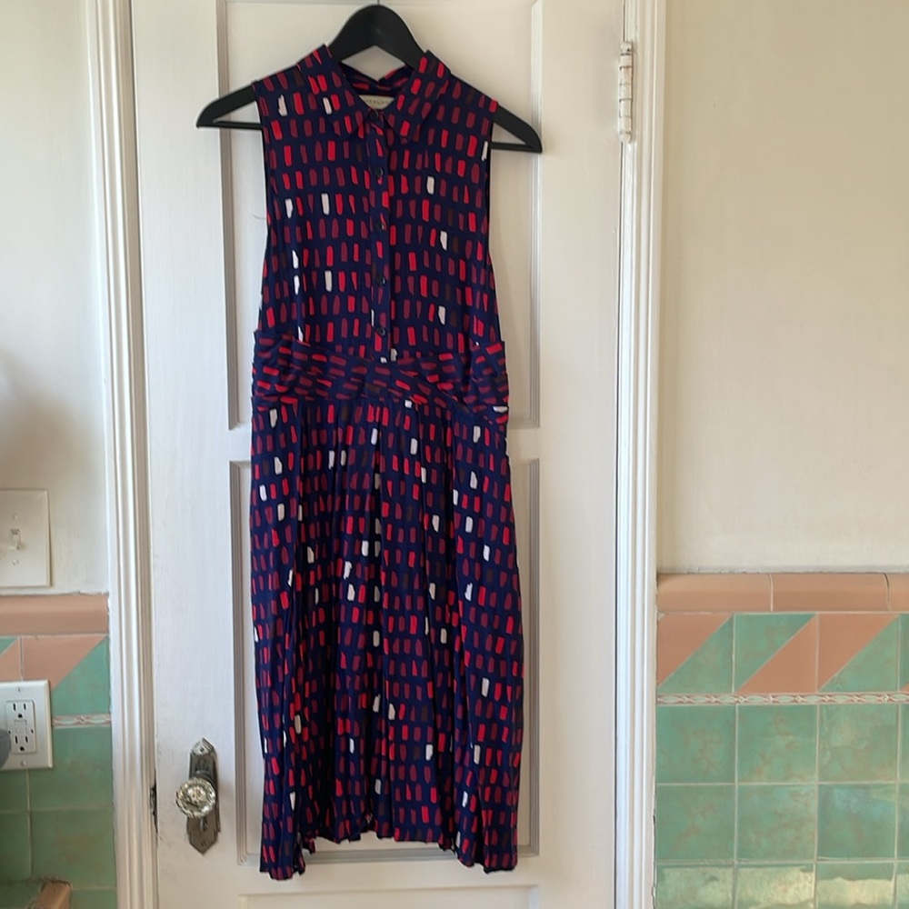 Red print anthropologie dress